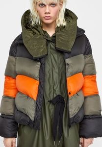 zara colour block puffer jacket